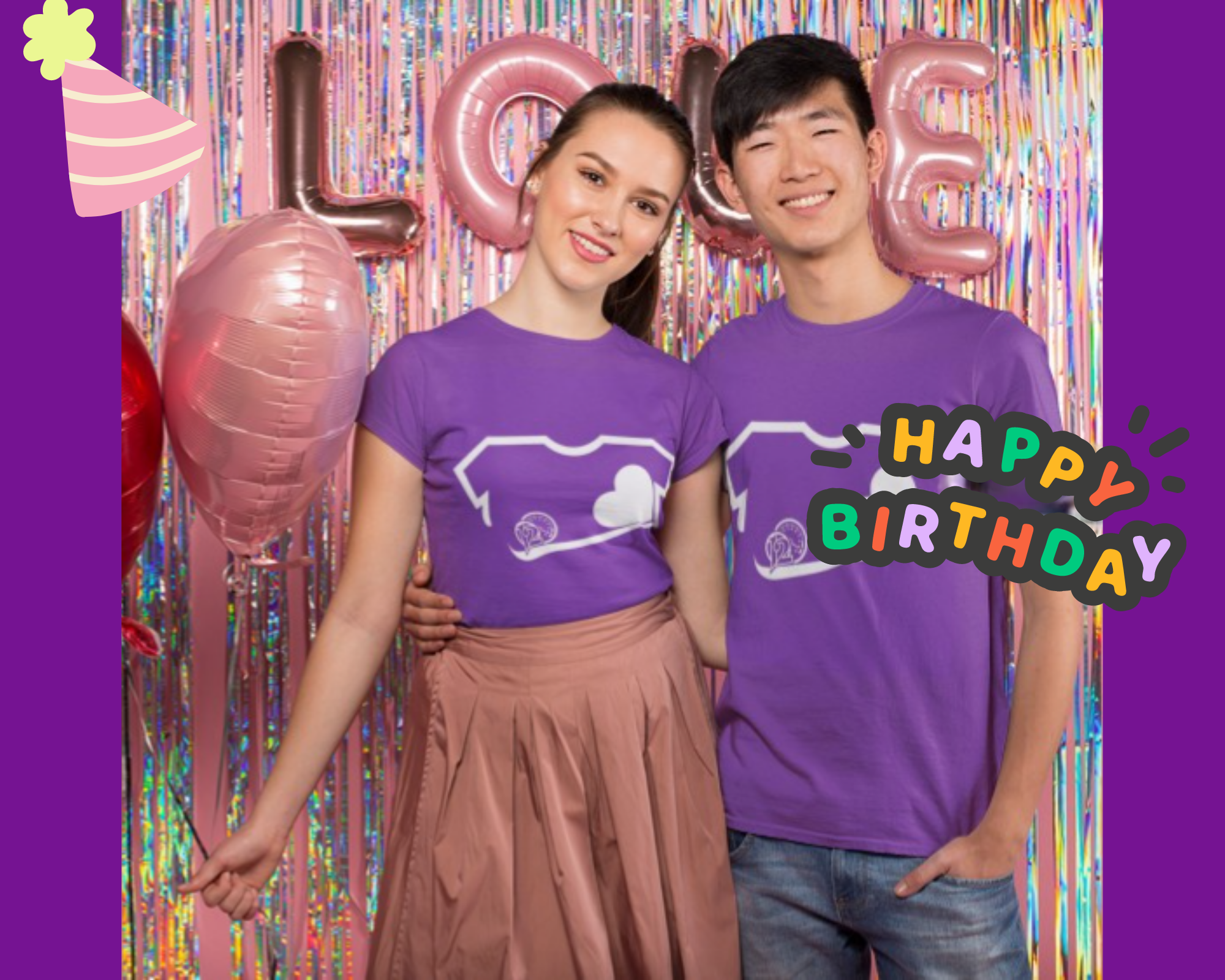 O papel das camisetas personalizadas para aniversarios Casal comemorando aniversário com camisetas personalizadas